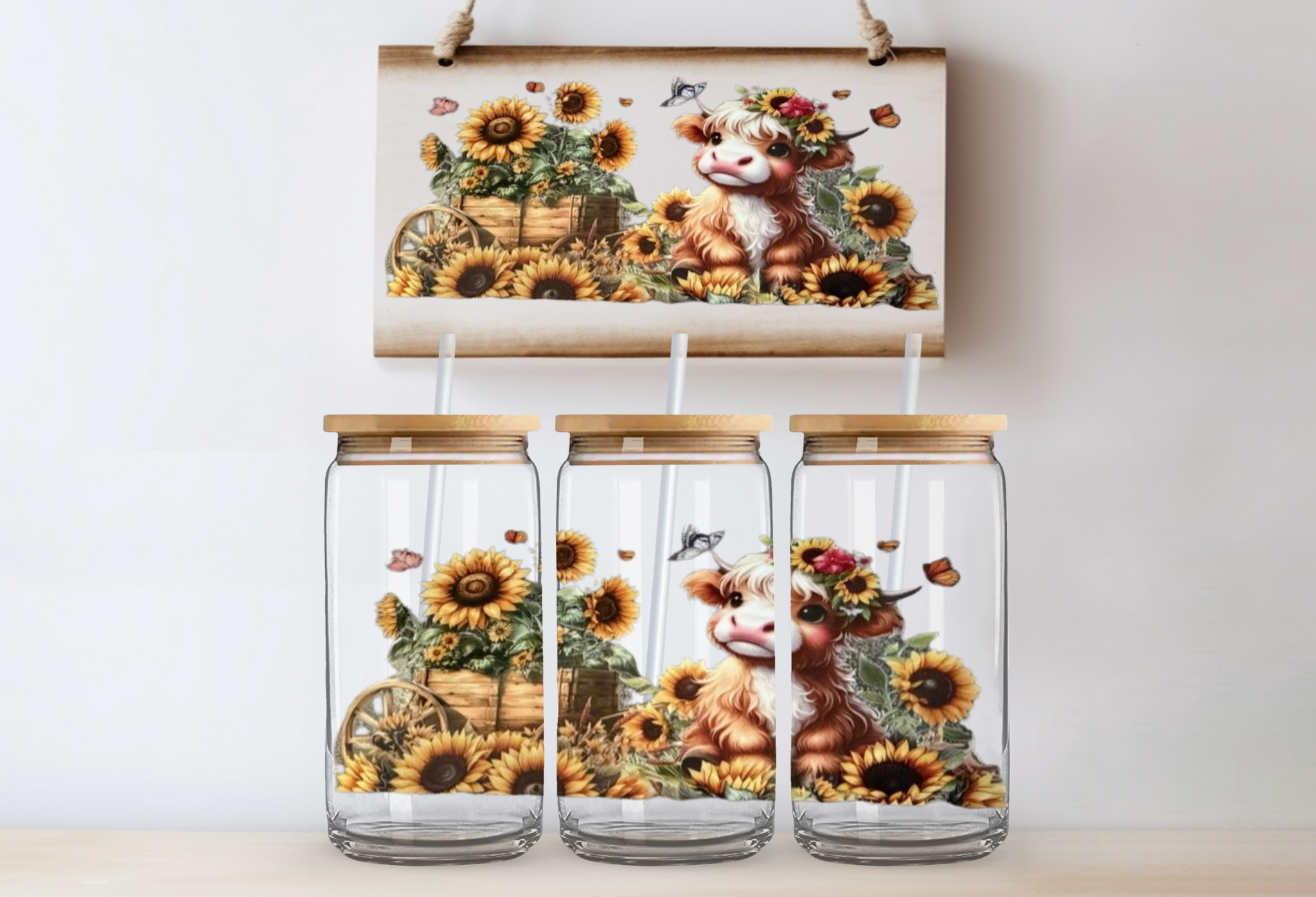 Sunflower Highland Cow